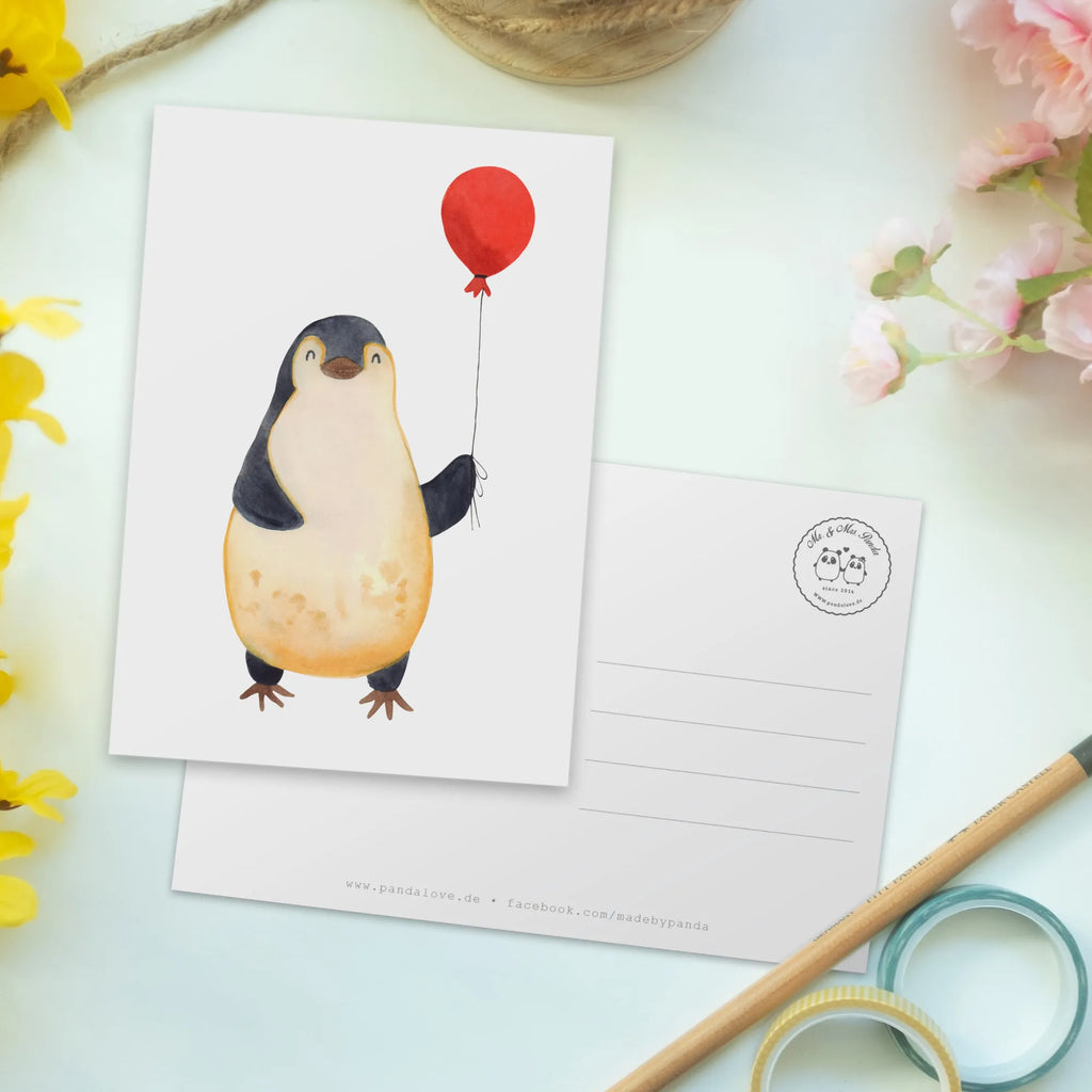 Postcard Penguin balloon North Pole, Penguins, penguins, new life, love of life, gift girlfriend, best friend, balloon, new start, gift idea