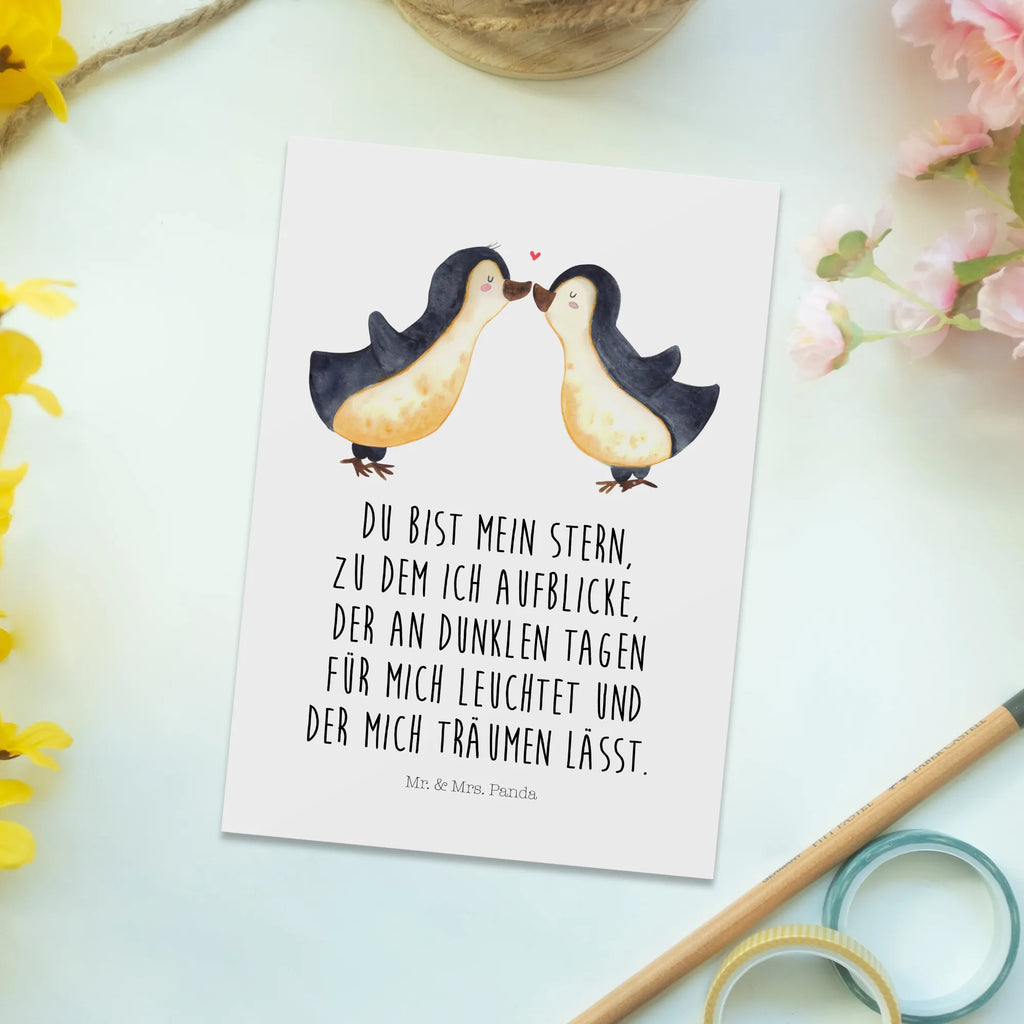 Pocztówka Pingwin Miłość Miłość, partner, przyjaciel, przyjaciółka, mąż, żona, wesele, zaręczyny, prośba o rękę, prezent miłosny, rocznica, dzień ślubu