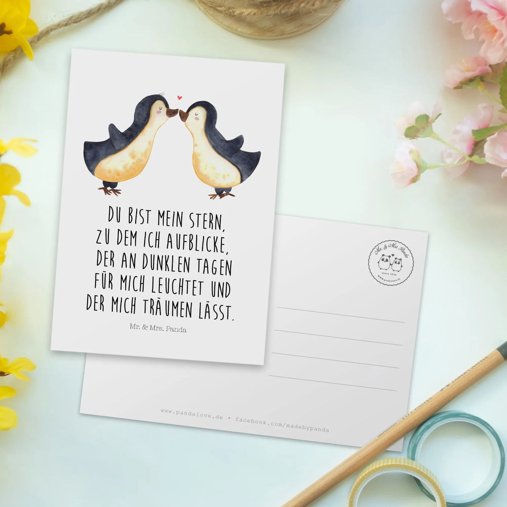 Pocztówka Pingwin Miłość Miłość, partner, przyjaciel, przyjaciółka, mąż, żona, wesele, zaręczyny, prośba o rękę, prezent miłosny, rocznica, dzień ślubu