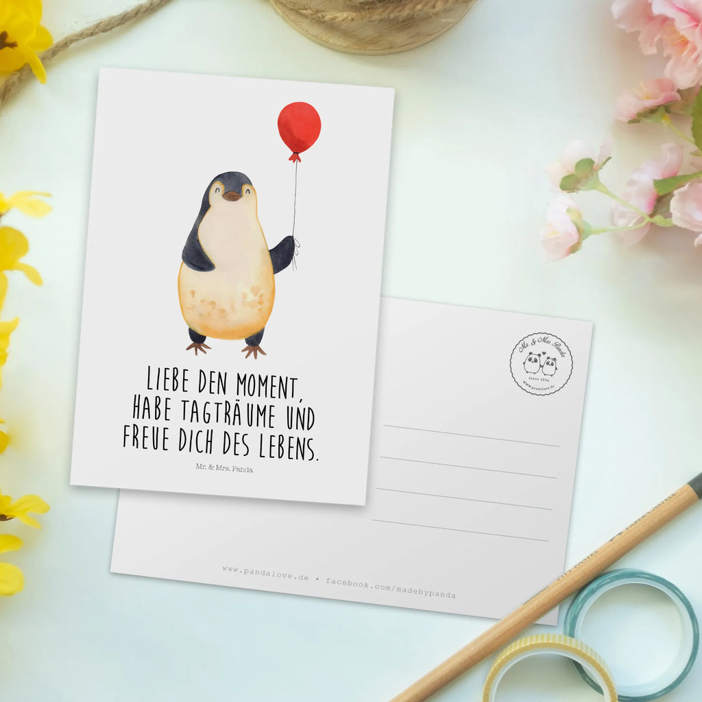 Postcard Penguin balloon North Pole, Penguins, penguins, new life, love of life, gift girlfriend, best friend, balloon, new start, gift idea