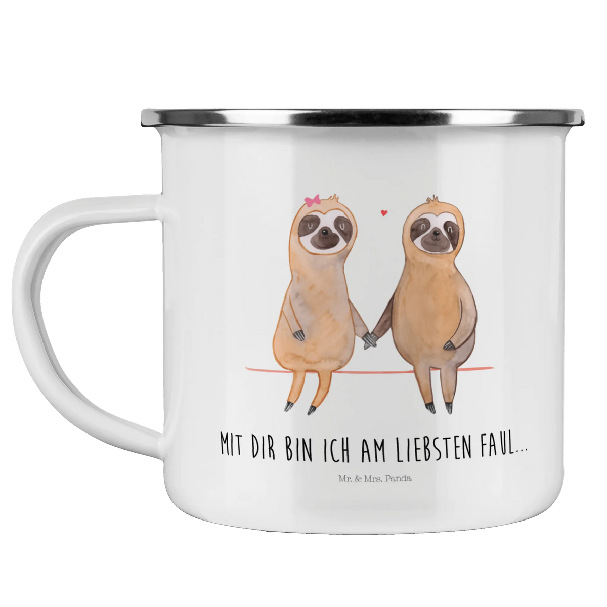 Enamel camping mug sloth pair trend animal, engaged, lazy, sloth couple, favourite animal, relax, in love, sloth love, together, lovers