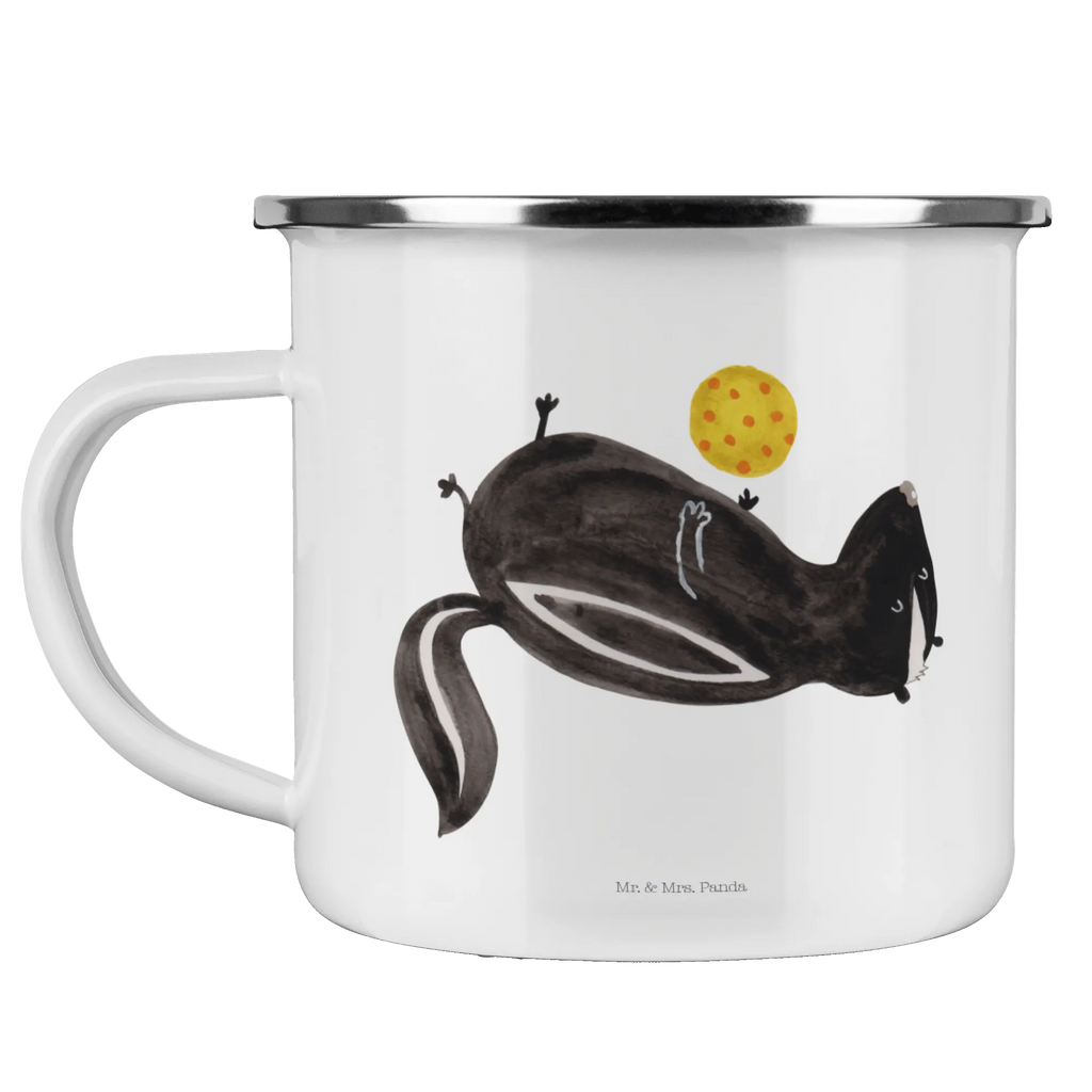 Enamel camping mug skunk ball metallbecher, Teetasse, wandertasse, Tasse, Tasse Emaille, Blechtasse, Kaffeebecher, Becher, emaillebecher, Metalltasse, becher emaille, Trinkbecher, blechbecher, Emailletasse, Teebecher, Pott, reisetasse, Kaffeetasse, Reisebecher, Emaille Tasse, wanderbecher, Campingbecher, Emaille Becher, Campingtasse, Stinktier, Skunk, Wildtier, Stinker, Weisheit, Verspielt, Stinki, Raubtier
