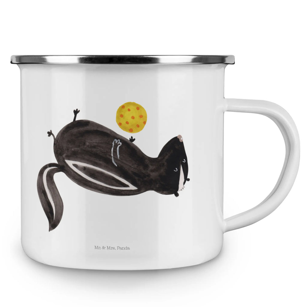 Enamel camping mug skunk ball metallbecher, Teetasse, wandertasse, Tasse, Tasse Emaille, Blechtasse, Kaffeebecher, Becher, emaillebecher, Metalltasse, becher emaille, Trinkbecher, blechbecher, Emailletasse, Teebecher, Pott, reisetasse, Kaffeetasse, Reisebecher, Emaille Tasse, wanderbecher, Campingbecher, Emaille Becher, Campingtasse, Stinktier, Skunk, Wildtier, Stinker, Weisheit, Verspielt, Stinki, Raubtier