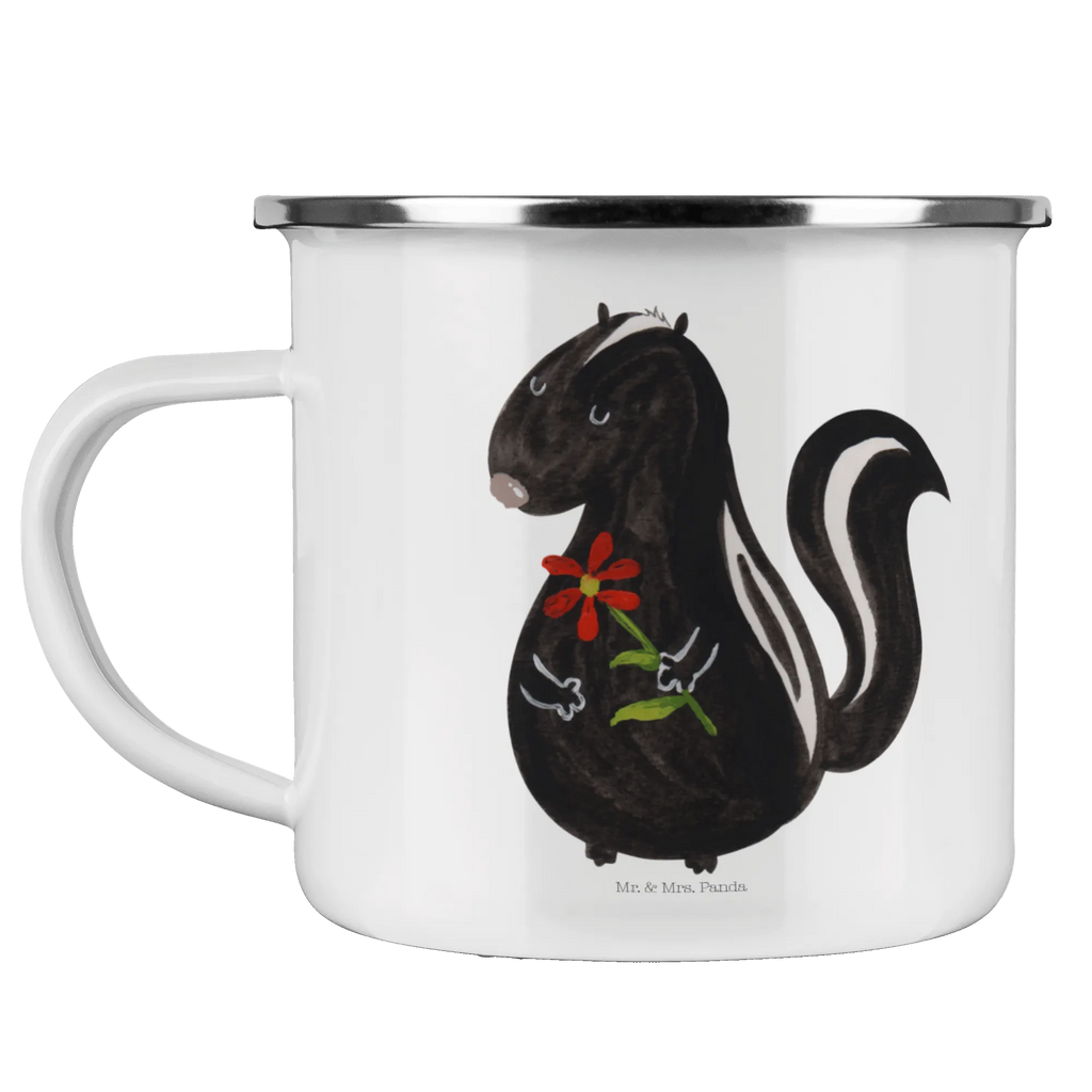 Kempingowy kubek emaliowany skunks kwiat wandertasse, Trinkbecher, Pott, Blechtasse, Kaffeebecher, Emaille Tasse, metallbecher, reisetasse, wanderbecher, Teetasse, Tasse, Campingbecher, becher emaille, Emaille Becher, Metalltasse, blechbecher, Emailletasse, emaillebecher, Teebecher, Reisebecher, Tasse Emaille, Campingtasse, Kaffeetasse, Becher, Stinktier, Skunk, Stinki, Stinker, Wildtier, Raubtier, Tagträumer, Träume, Dreams, Verträumt