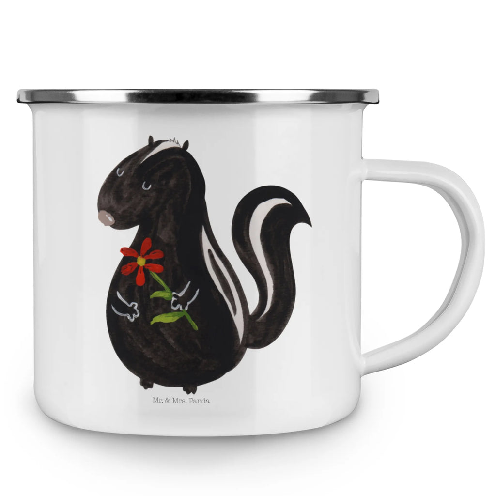 Kempingowy kubek emaliowany skunks kwiat wandertasse, Trinkbecher, Pott, Blechtasse, Kaffeebecher, Emaille Tasse, metallbecher, reisetasse, wanderbecher, Teetasse, Tasse, Campingbecher, becher emaille, Emaille Becher, Metalltasse, blechbecher, Emailletasse, emaillebecher, Teebecher, Reisebecher, Tasse Emaille, Campingtasse, Kaffeetasse, Becher, Stinktier, Skunk, Stinki, Stinker, Wildtier, Raubtier, Tagträumer, Träume, Dreams, Verträumt
