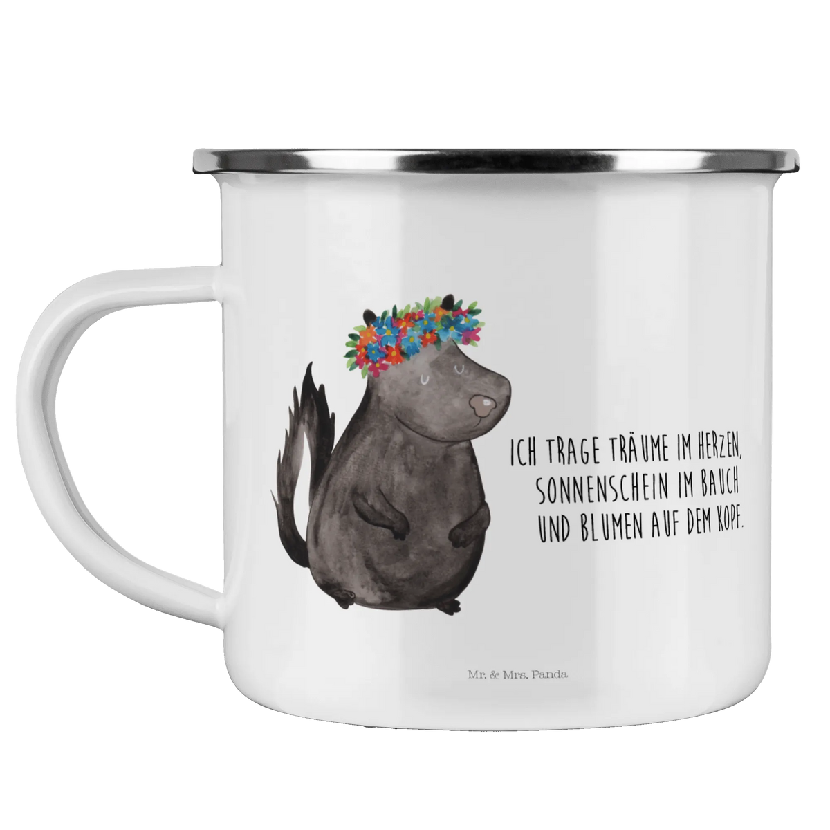Camping Emaille Tasse Stinktier Mädchen wanderbecher, metallbecher, Teetasse, Haferl, Kaffeepott, Blechtasse, Teebecher, Motivtasse, outdoortasse, Campingbecher, Emaille Tasse, Emaille Becher, blechbecher, Outdoor Becher, emaillebecher, Reisebecher, Emailletasse, Campingtasse, Pott, Outdoor Tasse, becher emaille, Tasse Emaille, reisetasse, wandertasse, Stinktier, Skunk, Stinki, Raubtier, Namaste, Stinker, Wildtier, Yoga