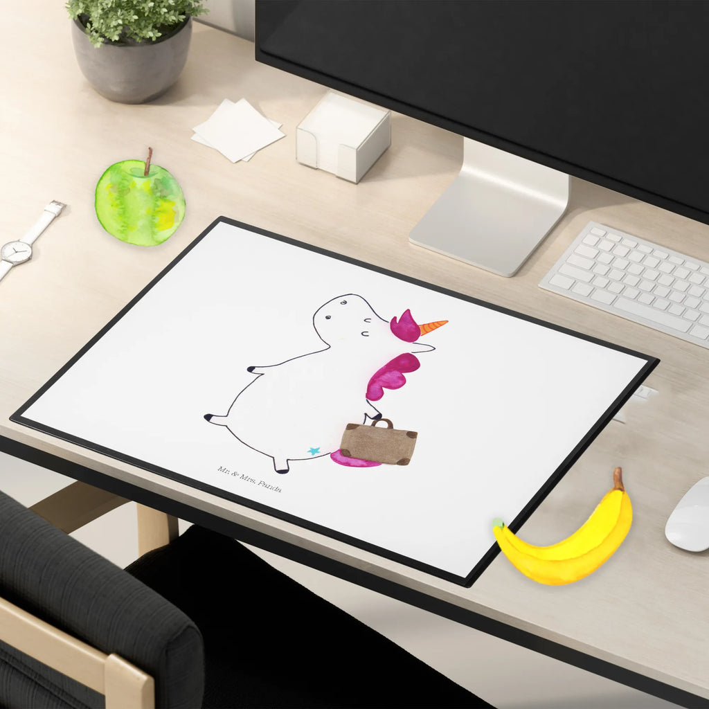 Schreibtischunterlage Einhorn Koffer Schreibwaren, Schreibtischauflage, Büroartikel, Schreibunterlage, Schreibtischunterlage Groß, Bürobedarf, Schreibtisch Unterlagen, Einhorn, Einhörner, Einhorn Deko, Unicorn, unicorn, Erwachsen, Kind, Gepäck, Abenteuer, Verreisen, Koffer, albern, Spaß, witzig, Reise, lustig