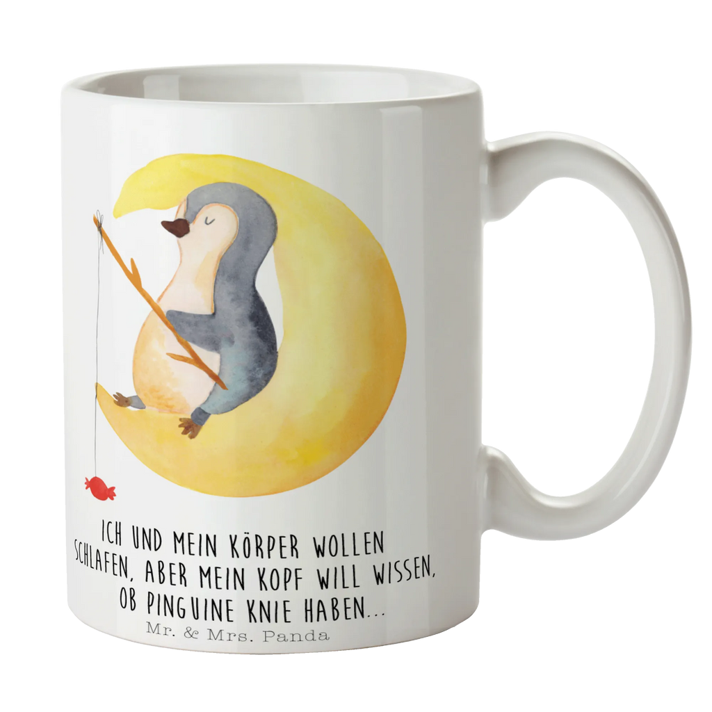 Kubek pingwin księżyc Keramiktasse, Geschenktasse, Tasse, Bürotasse, Teetasse, Tasse mit Zitaten, Tasse mit Motiven, Kaffeetasse, Porzellantasse, Pinguin, Schlafstörungen, Nachtruhe, Gästezimmer, Schlafzimmer, schlafen, Spruch, Pinguine, Einschlafen