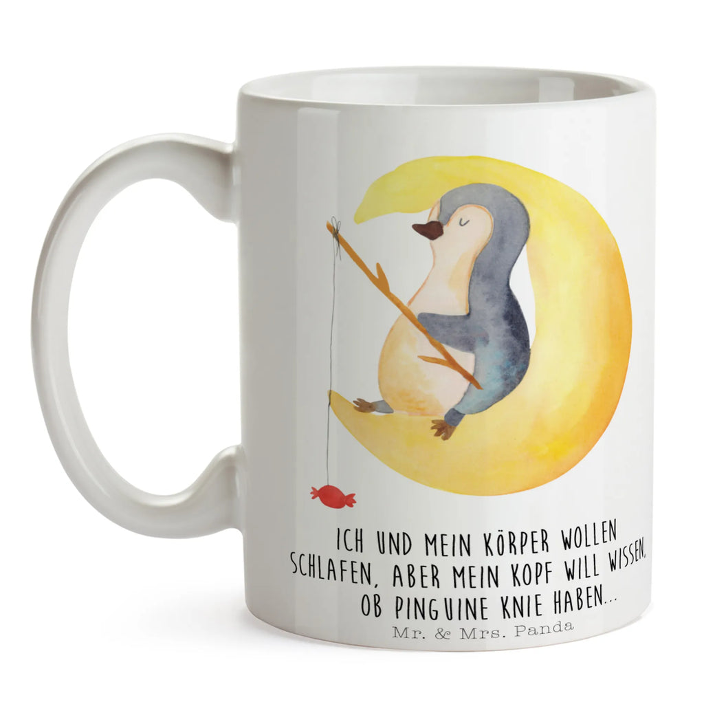Kubek pingwin księżyc Keramiktasse, Geschenktasse, Tasse, Bürotasse, Teetasse, Tasse mit Zitaten, Tasse mit Motiven, Kaffeetasse, Porzellantasse, Pinguin, Schlafstörungen, Nachtruhe, Gästezimmer, Schlafzimmer, schlafen, Spruch, Pinguine, Einschlafen