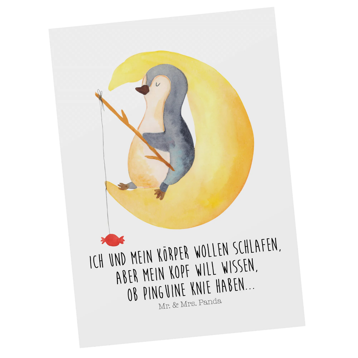 Postkarte Pinguin Mond Kunstkarten, Grußkarte, Designkarte, Motivkarte, kunstkarte, bildkarte, Fotokarte, Ansichtskarten, einzelkarte, Ansichtskarte, Postkarte, Postkarten, spruchkarte, Pinguin, Schlafstörungen, Einschlafen, Pinguine, Schlafzimmer, Gästezimmer, Nachtruhe, Spruch, schlafen