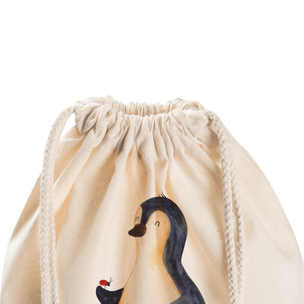 Drawstring bag Penguin ladybug sports bag, jute bag, hipster, carrier bag, gym bag, bag, Penguin, North Pole, Winter, Penguins, wonder, ladybird, joy of life, love, penguins, joy, happiness