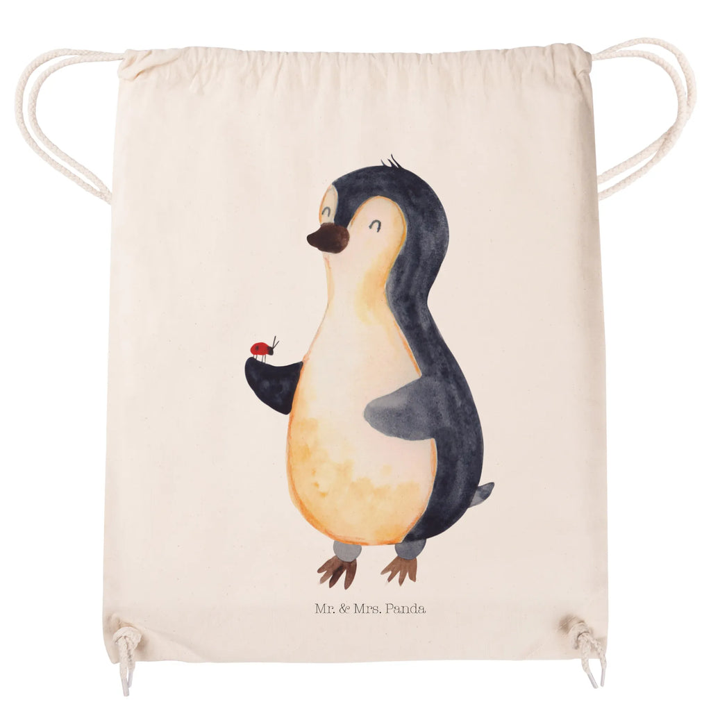Drawstring bag Penguin ladybug sports bag, jute bag, hipster, carrier bag, gym bag, bag, Penguin, North Pole, Winter, Penguins, wonder, ladybird, joy of life, love, penguins, joy, happiness