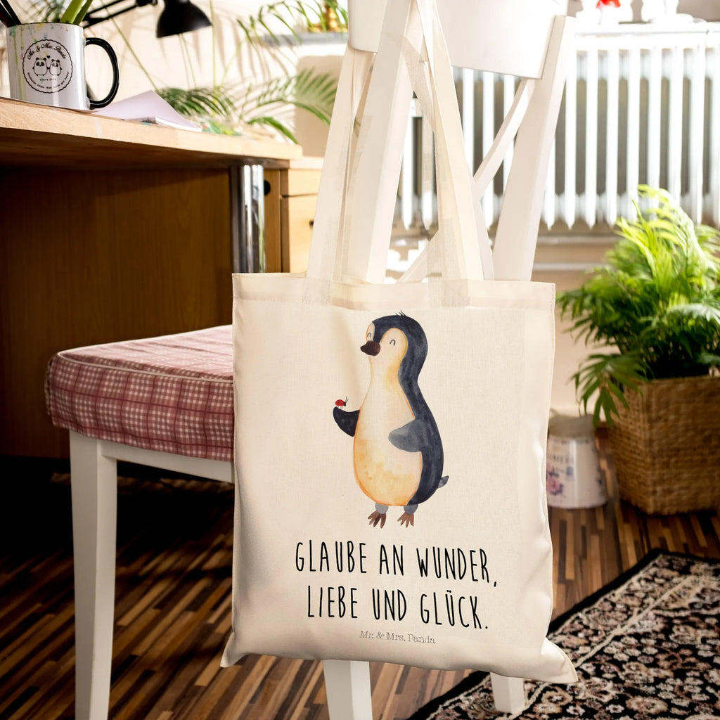 Tote bag Penguin ladybug Stoffbeutel, Badetasche, Strandtasche, Schultertasche, Shopper, Einkaufstasche, Umhängetasche, Beutel, Tragetasche, Einkaufstüte, Laptoptasche, Beuteltasche, Tasche, Stofftasche, Jutebeutel, Jutetasche, Pinguin, Lebensfreude, Liebe, Glück, Marienkäfer, Wunder, Pinguine, Freude