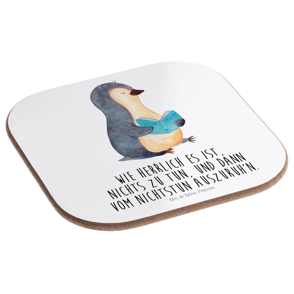 Square coaster Penguin A book Glasuntersetzer, Korkuntersetzer, Untersetzer Gläser, Tassen Untersetzer, Untersetzer, Bierdeckel, Getränkeuntersetzer, Holzuntersetzer, Untersetzer Holz, Untersetzer für Gläser, Untersetzer aus Holz, Untersetzer Design, Pinguin, Pinguine, Buch, Ferien, Lesen, Urlaub, Freizeit, Faulenzen, Bücherwurm, Nichtstun