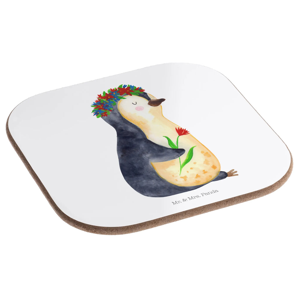 Quadratische Untersetzer Pinguin Blumenkranz Korkuntersetzer, Glasuntersetzer, Holzuntersetzer, Untersetzer aus Holz, Getränkeuntersetzer, Untersetzer, Untersetzer für Gläser, Untersetzer Design, Bierdeckel, Untersetzer Gläser, Untersetzer Holz, Tassen Untersetzer, Pinguin, Geschenkidee, Blumenkranz, Wünsche, Leben, Lebenslust, Lebensziele, Ziele, Pinguine, Universum, Motivation, Liebeskummer