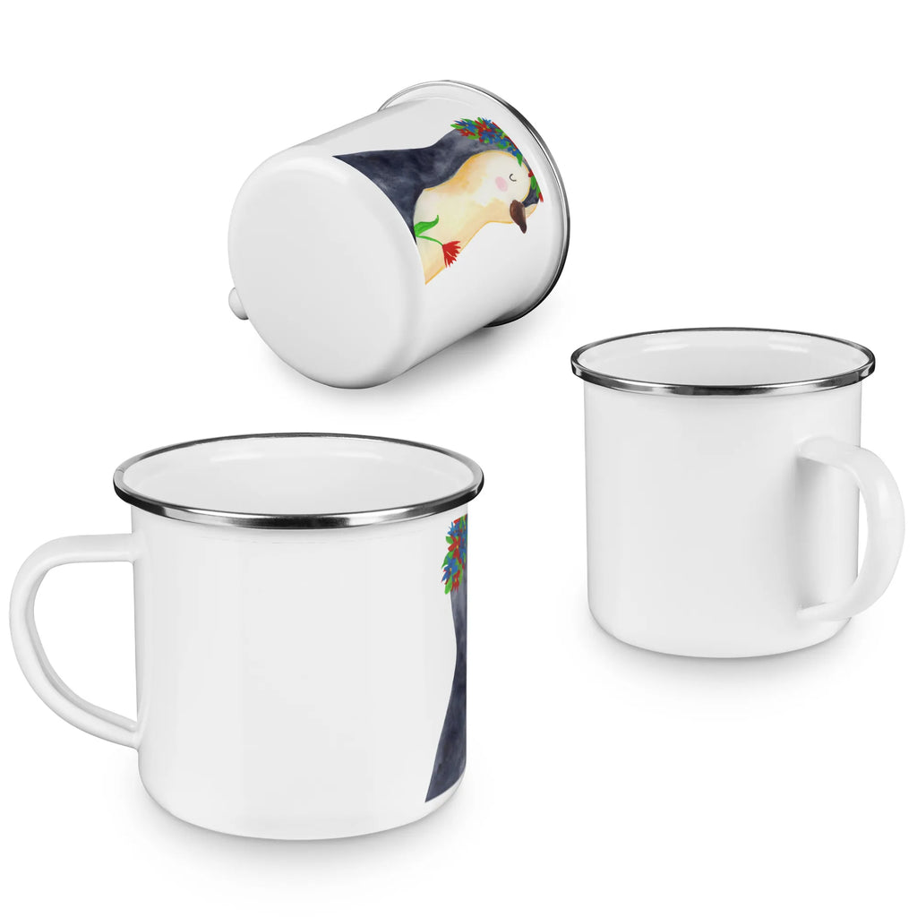 Enamel camping mug Penguin Flower enamel mug, enamel drinking mug, hiking mug, steel mug for camping, tin coffee cup, adventure mug, stainless steel drinking cup, outdoor cup, enamel camping cup, backpacking mug, travel mug, metal cup, camp coffee mug, bushcraft mug, campfire mug, camping mug, camping metal cup, camper mug, metal camping mug, lightweight camping mug, Penguin, North Pole, Winter, Penguins, goals, penguins, wreath of flowers, motivation, universe, love of life, gift idea, wishes, goals in life, life, lovesickness