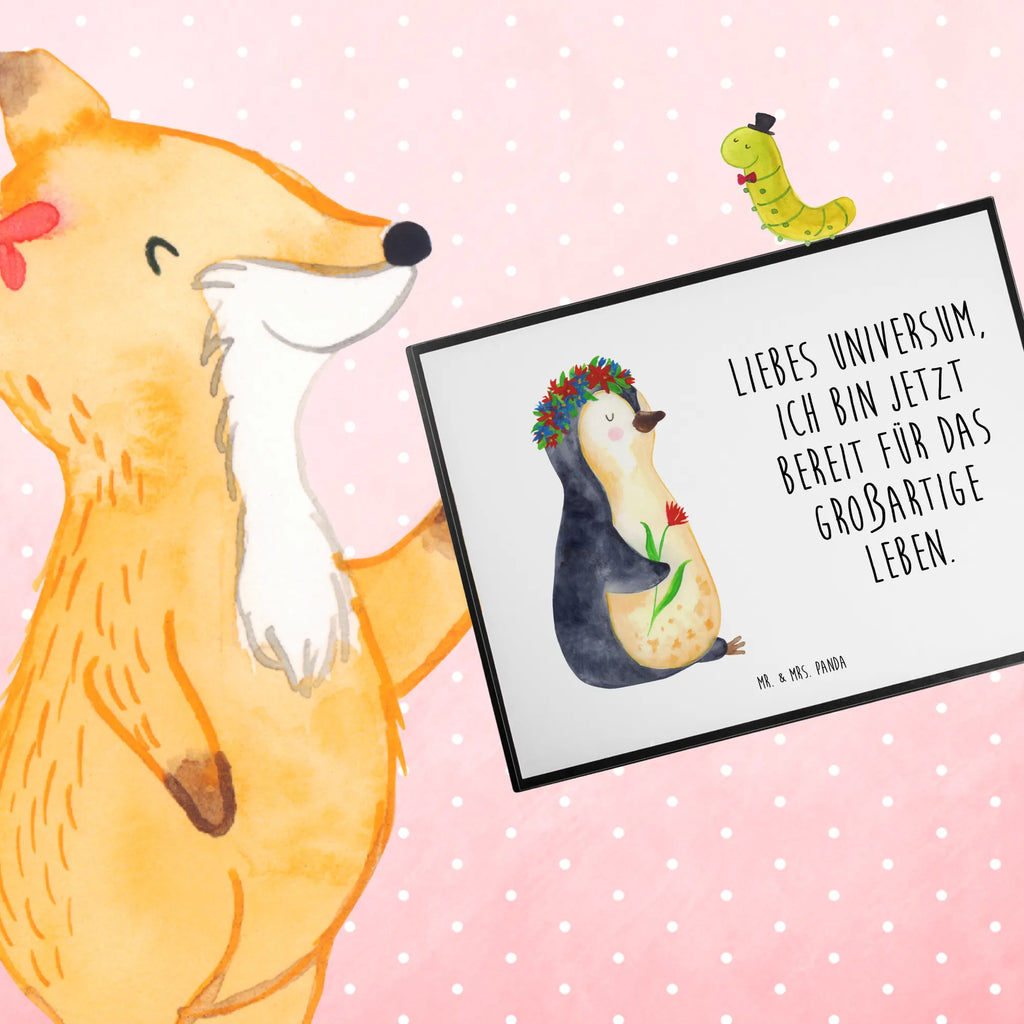 Schreibtischunterlage Pinguin Blumenkranz Schreibwaren, Schreibtisch Unterlagen, Büroartikel, Schreibtischunterlage Groß, Schreibunterlage, Schreibtischauflage, Bürobedarf, Pinguin, Lebensziele, Liebeskummer, Wünsche, Lebenslust, Pinguine, Blumenkranz, Motivation, Ziele, Geschenkidee, Universum, Leben