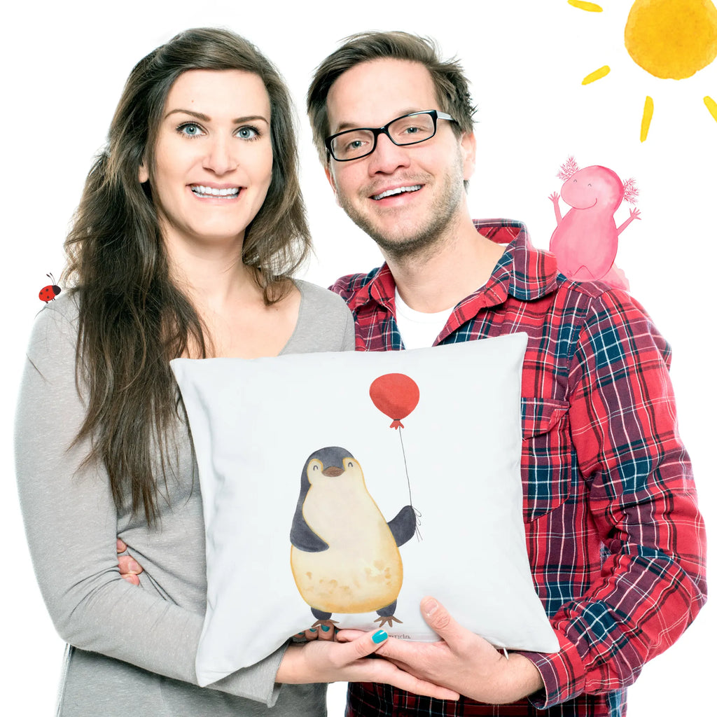 Cushion Penguin balloon pillows, bedroom, Pillow, pillow case, pad, fluffy, cushion, settee, sofa, soft, couch, 40x40, bed, 40 x 40, Penguin, North Pole, Winter, Penguins, new start, penguins, balloon, best friend, happiness, gift girlfriend, love, daydreams, new life, love of life, motivation, gift idea