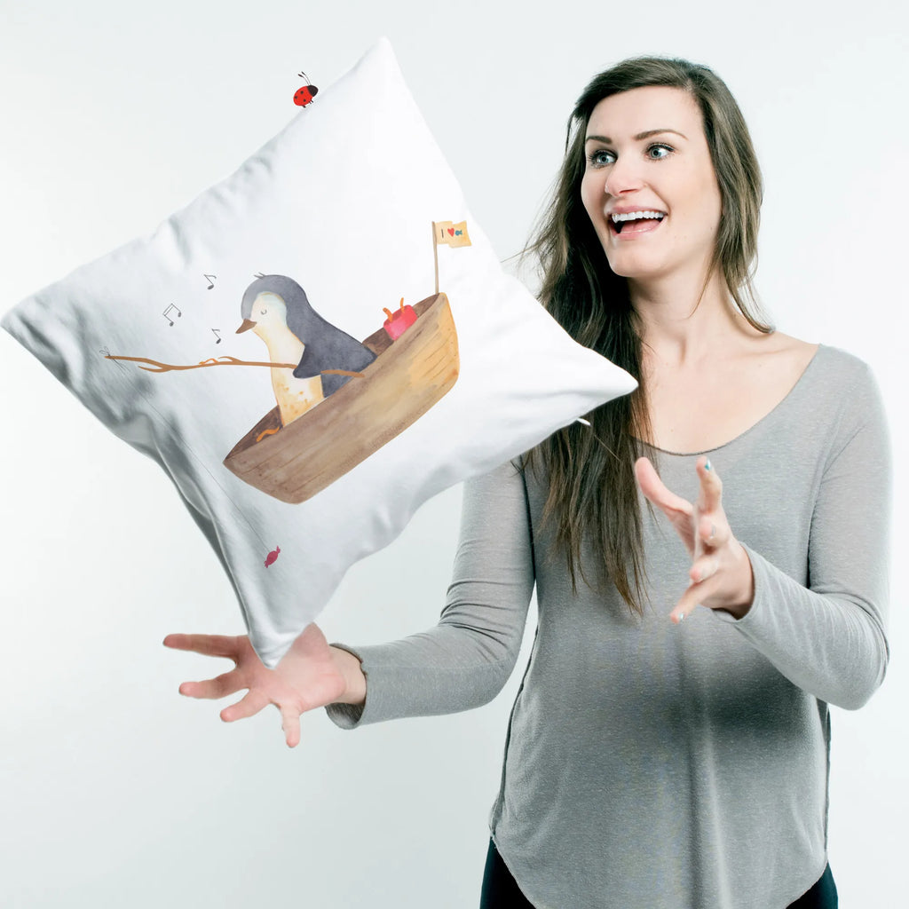 Cushion Penguin fishing boat cushion, settee, 40x40, bedroom, pad, fluffy, 40 x 40, pillows, soft, couch, sofa, Pillow, pillow case, bed, Penguin, North Pole, Winter, Penguins, separation, love of life, new beginning, life, gift idea heartache, motivation, fishing boat, enjoy, boat, divorce, fishing, penguins, new start