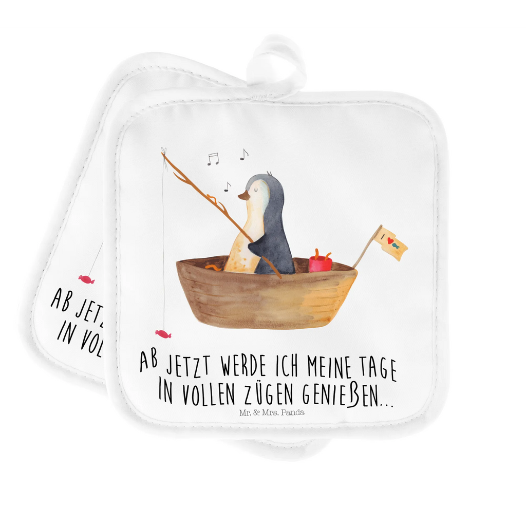 2er Set Topflappen  Pinguin Angelboot Topflappen Set, Topfhandschuhe, Topflappenset, topfhalter, Topflappen, 2er Set Topflappen, Topflappen 2er Set, Topfuntersetzer, Pinguin, Neuanfang, Pinguine, Geschenkidee Liebeskummer, Leben, Angeln, Genießen, Angelboot, Trennung, Lebenslust, Neustart, Scheidung, Motivation, Boot