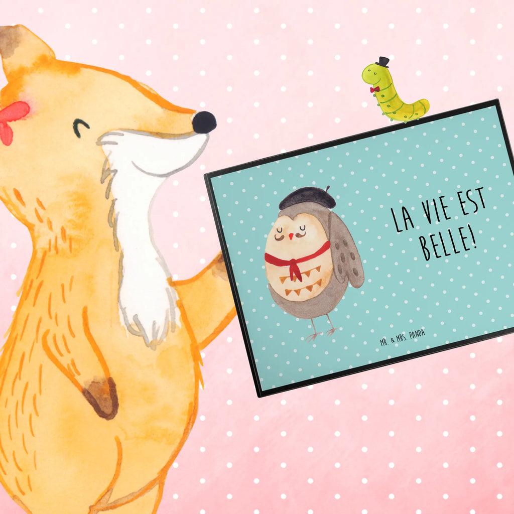 Desk pad Owl France Schreibwaren, Büroartikel, Schreibunterlage, Schreibtisch Unterlagen, Bürobedarf, Schreibtischunterlage Groß, Schreibtischauflage, Eule, La vie est belle, Spruch schön, Eulen, Owl, das Leben ist schön, Spruch Französisch, hibou, Frankreich, Eule Deko