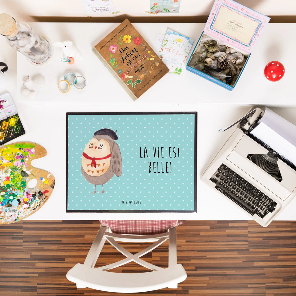 Desk pad Owl France Schreibwaren, Büroartikel, Schreibunterlage, Schreibtisch Unterlagen, Bürobedarf, Schreibtischunterlage Groß, Schreibtischauflage, Eule, La vie est belle, Spruch schön, Eulen, Owl, das Leben ist schön, Spruch Französisch, hibou, Frankreich, Eule Deko