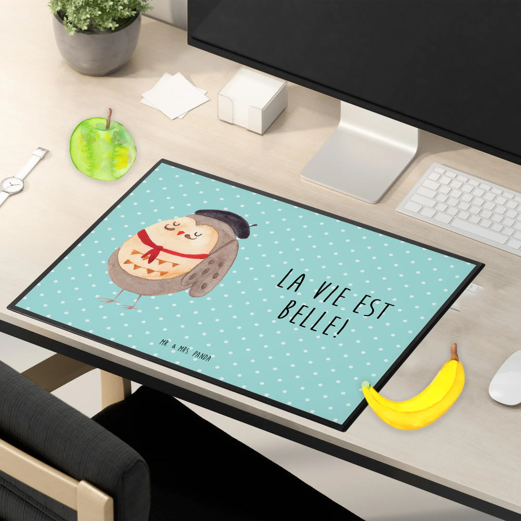 Desk pad Owl France Schreibwaren, Büroartikel, Schreibunterlage, Schreibtisch Unterlagen, Bürobedarf, Schreibtischunterlage Groß, Schreibtischauflage, Eule, La vie est belle, Spruch schön, Eulen, Owl, das Leben ist schön, Spruch Französisch, hibou, Frankreich, Eule Deko