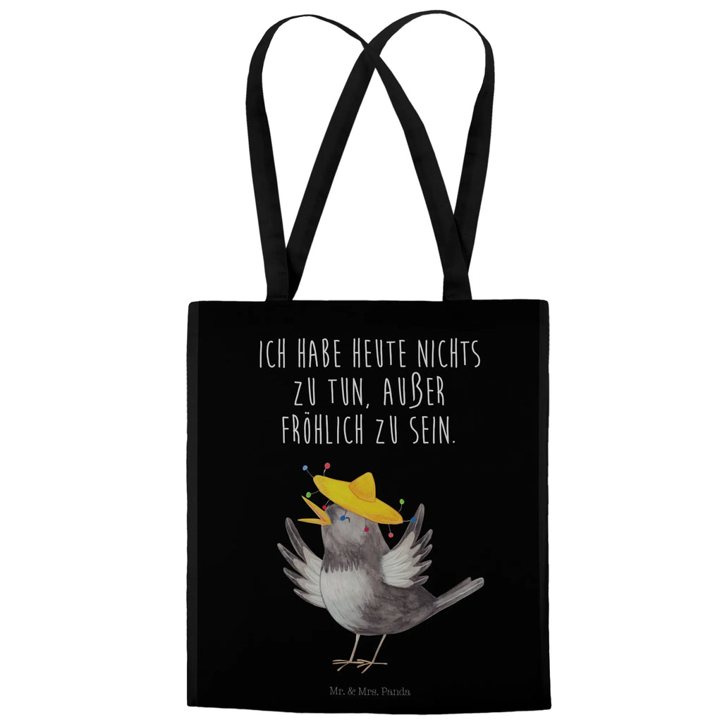 Tragetasche Rabe Sombrero Baumwolltasche, tote bag, Tüte, Strandtasche, uni tasche, Einkaufsbeutel, Tasche, Stoffbeutel, Einkaufstasche, Leinentasche, Stofftasche, bedruckte tasche, Jutebeutel, unitasche, Jutetasche, Badetasche, Statementbeutel, Beutel, Beuteltasche, Umhängetasche, Tragetasche, Henkeltasche, Schultertasche, Alltagstasche, Einkaufstüte, Schultasche, büchertasche, shopping tasche, Laptoptasche, Shopper, baumwollbeutel, Tiere, lustige Sprüche, Gute Laune, Tiermotive, froh, Motivation, Vogel, Elster, Vögel, glücklich sein, Spruch positiv, fröhlich sein, Glück Spruch, Rabe