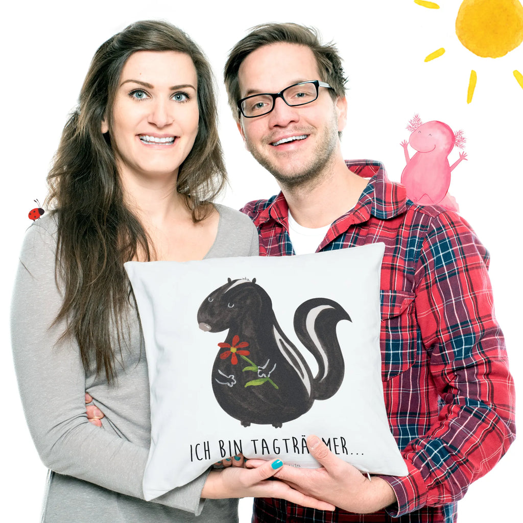 Cushion skunk flower settee, 40x40, fluffy, pad, cushion, sofa, couch, pillow case, pillows, 40 x 40, bed, soft, Pillow, bedroom, Skunk, dreams, stink, stinker, skunk, predator, daydreamer, wild animal, dreamy