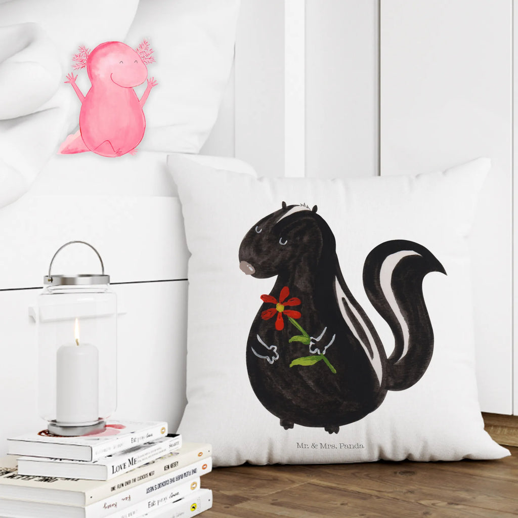 Cushion skunk flower settee, 40x40, fluffy, pad, cushion, sofa, couch, pillow case, pillows, 40 x 40, bed, soft, Pillow, bedroom, Skunk, dreams, stink, stinker, skunk, predator, daydreamer, wild animal, dreamy