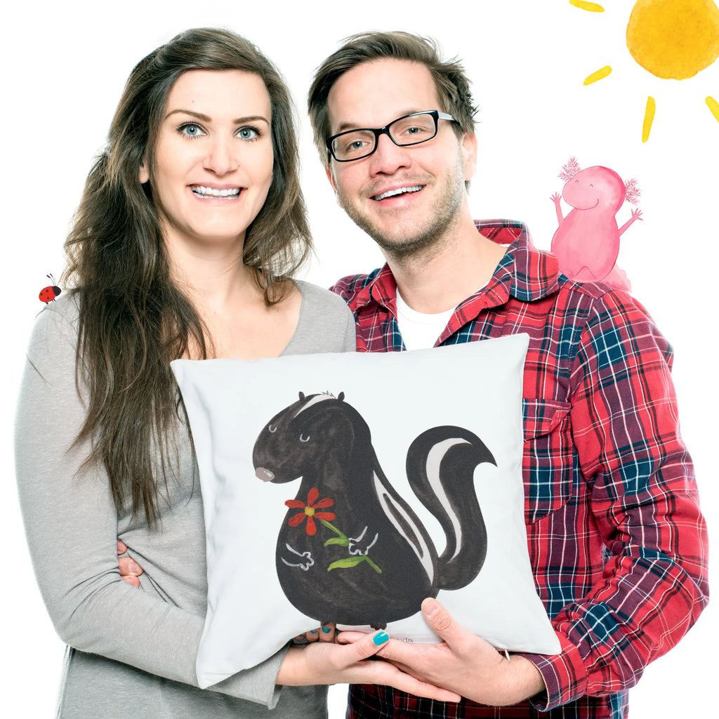 Cushion skunk flower settee, 40x40, fluffy, pad, cushion, sofa, couch, pillow case, pillows, 40 x 40, bed, soft, Pillow, bedroom, Skunk, dreams, stink, stinker, skunk, predator, daydreamer, wild animal, dreamy