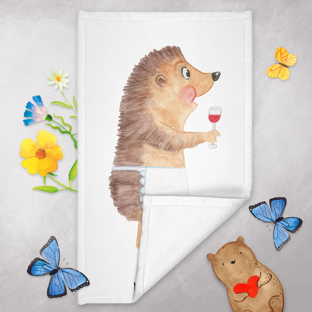 Hand towel Hedgehog wine Towel, bath towel, baby, towels, bathroom, big, children, small animals, cute, funny, cute animal motives, hand drawn, small world, funny sayings, good mood, happy, gifts, gift ideas, special gifts, animal lover, card, hedgehog, wine saying, drinking wine, gift wine drinker, wine decoration, gift wine lover, white wine, wine glass, red wine