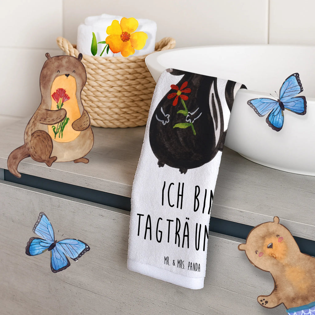 Hand towel skunk flower towels, bath towel, big, children, baby, bathroom, Towel, Skunk, dreamy, dreams, stinker, stink, skunk, predator, wild animal, daydreamer