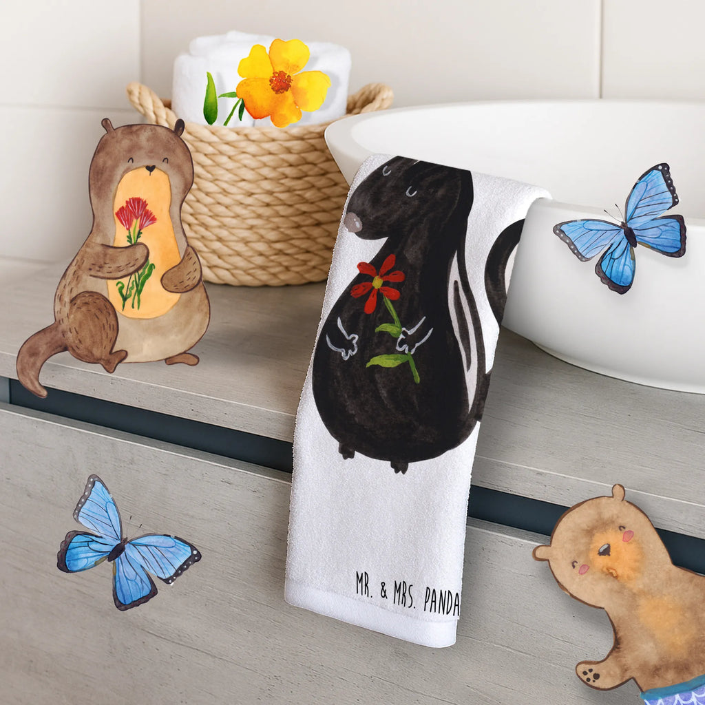 Hand towel skunk flower towels, bath towel, big, children, baby, bathroom, Towel, Skunk, dreamy, dreams, stinker, stink, skunk, predator, wild animal, daydreamer