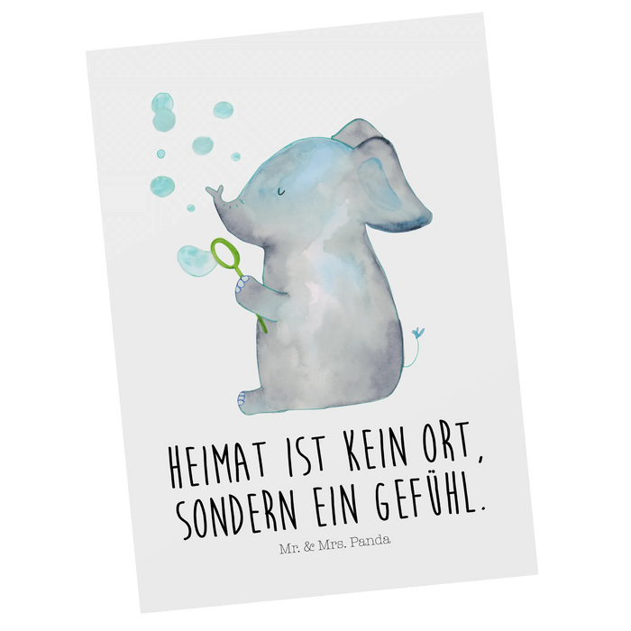 Postkarte Elefant Seifenblasen