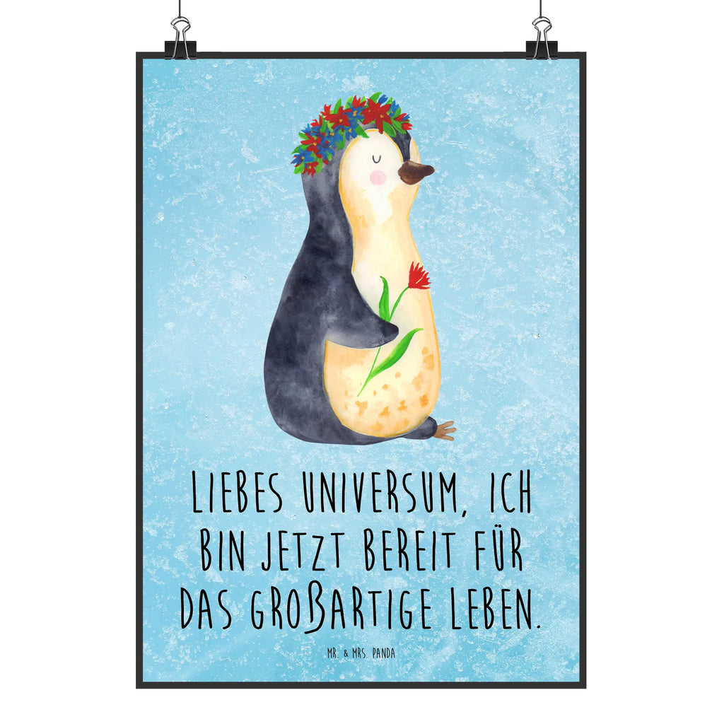 Poster Penguin Flower Wanddekoration, plakat, Handgemaltes Poster, Wanddeko Bild, Raumdekoration, Wanddeko, Deko Bild, großes poster, Kinderposter, Küchenposter, Wandposter, schlafzimmer poster, Poster, kinderzimmer poster, Mr. & Mrs. Panda Poster, Posterdruck, Kunstdruck, bild für wand, Bild, poster sprüche, Wandbild, Designposter, Pinguin, Pinguine, Liebeskummer, Leben, Lebensziele, Lebenslust, Blumenkranz, Universum, Geschenkidee, Ziele, Motivation, Wünsche