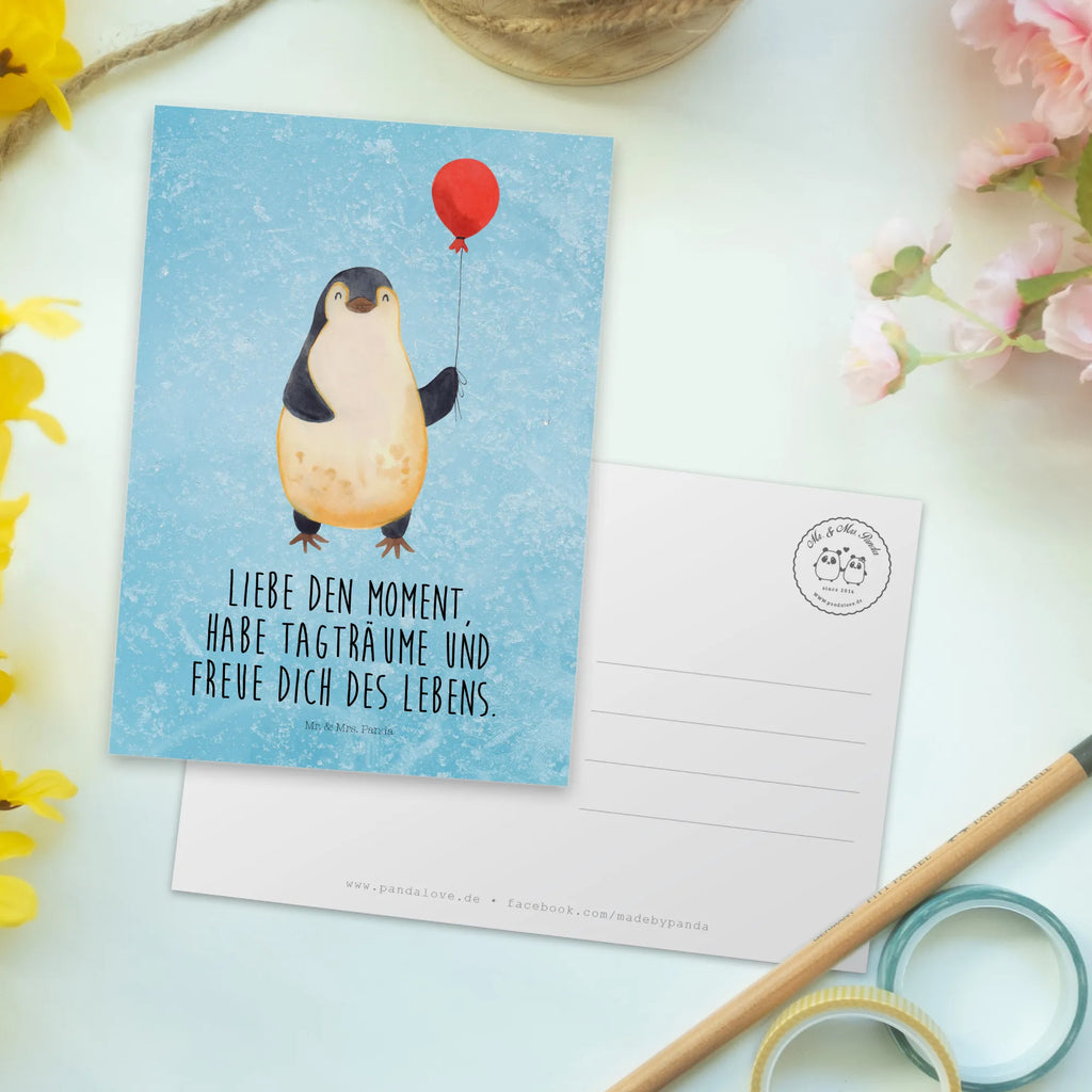 Postcard Penguin balloon North Pole, Penguins, penguins, new life, love of life, gift girlfriend, best friend, balloon, new start, gift idea