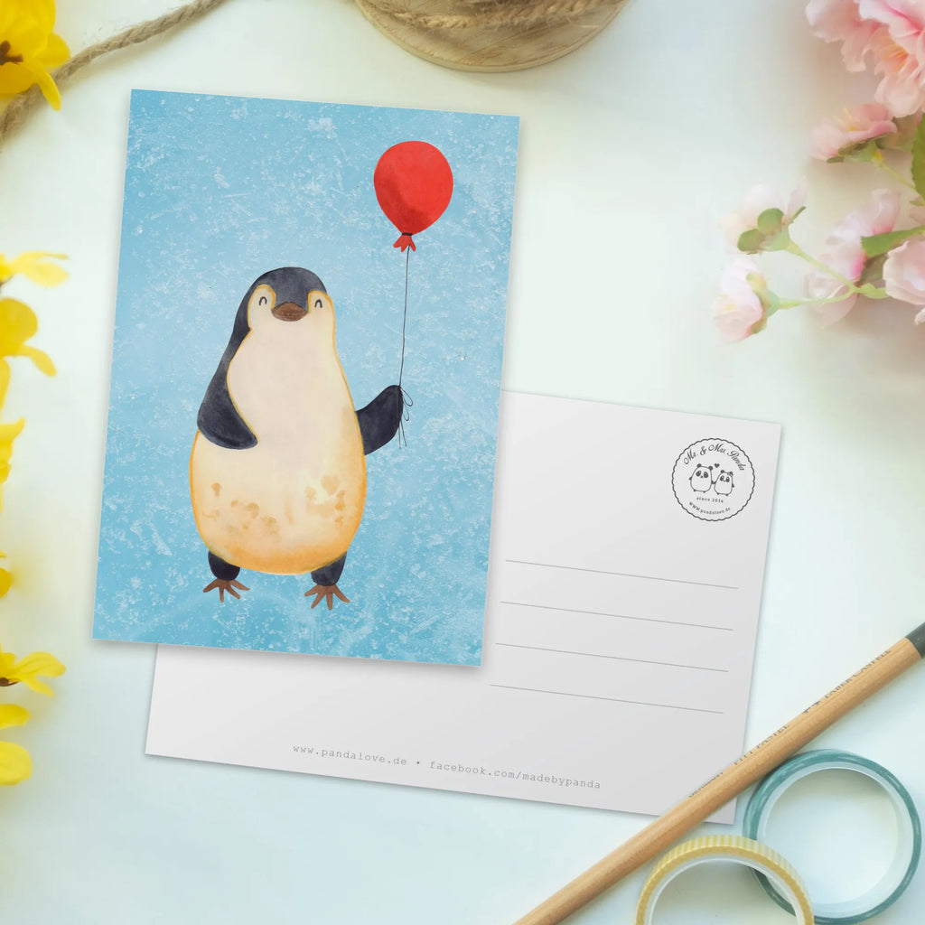 Postcard Penguin balloon North Pole, Penguins, penguins, new life, love of life, gift girlfriend, best friend, balloon, new start, gift idea