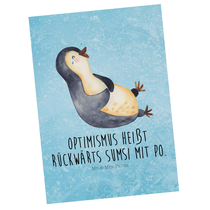 Postkarte Pinguin Lachen