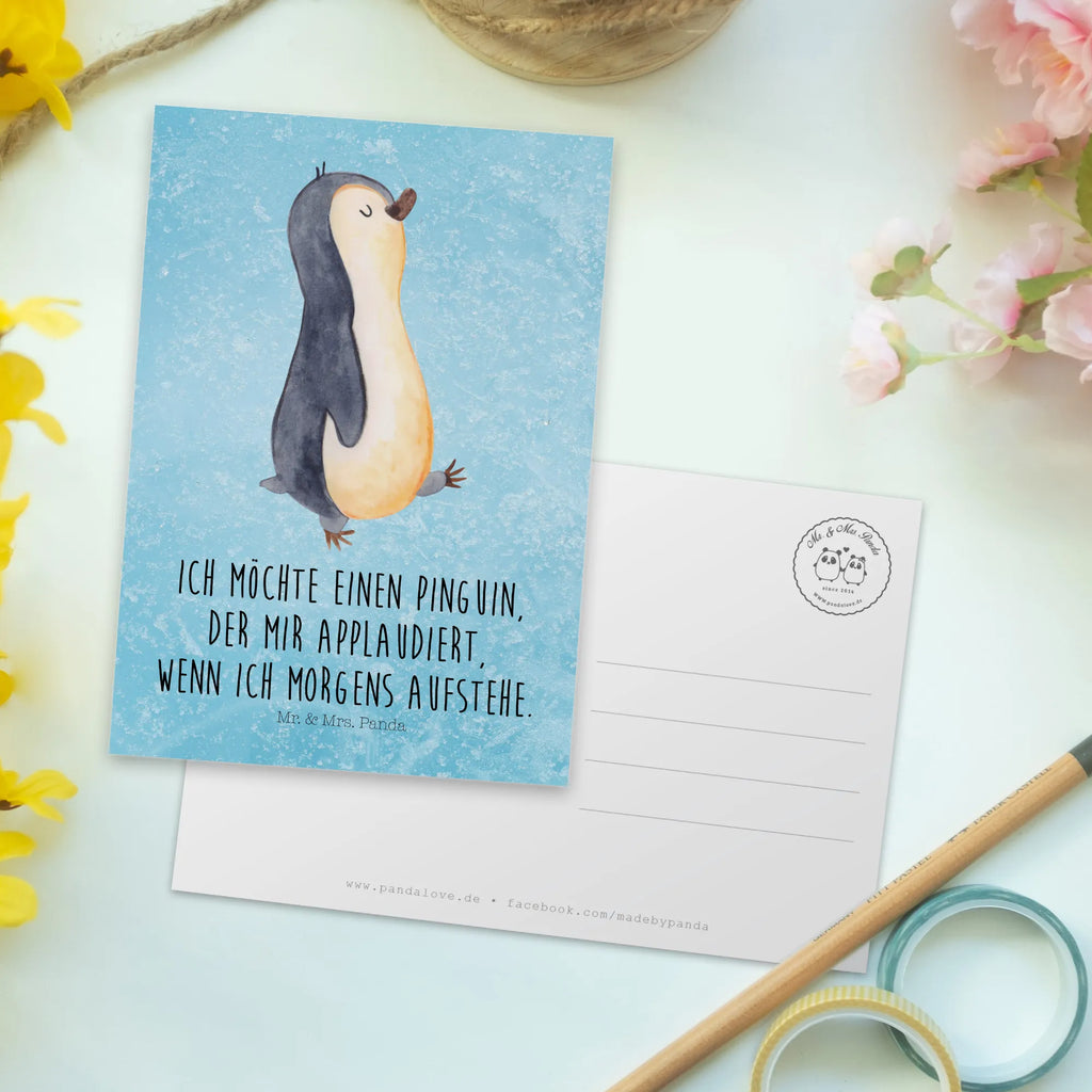 Postkarte Pinguin marschieren bildkarte, Postkarten, Motivkarte, Ansichtskarte, Kunstkarten, einzelkarte, Fotokarte, Designkarte, Grußkarte, spruchkarte, Ansichtskarten, kunstkarte, Postkarte, Pinguin, Familie, Pinguine, Schwester, Langschläfer, Bruder, Frühaufsteher