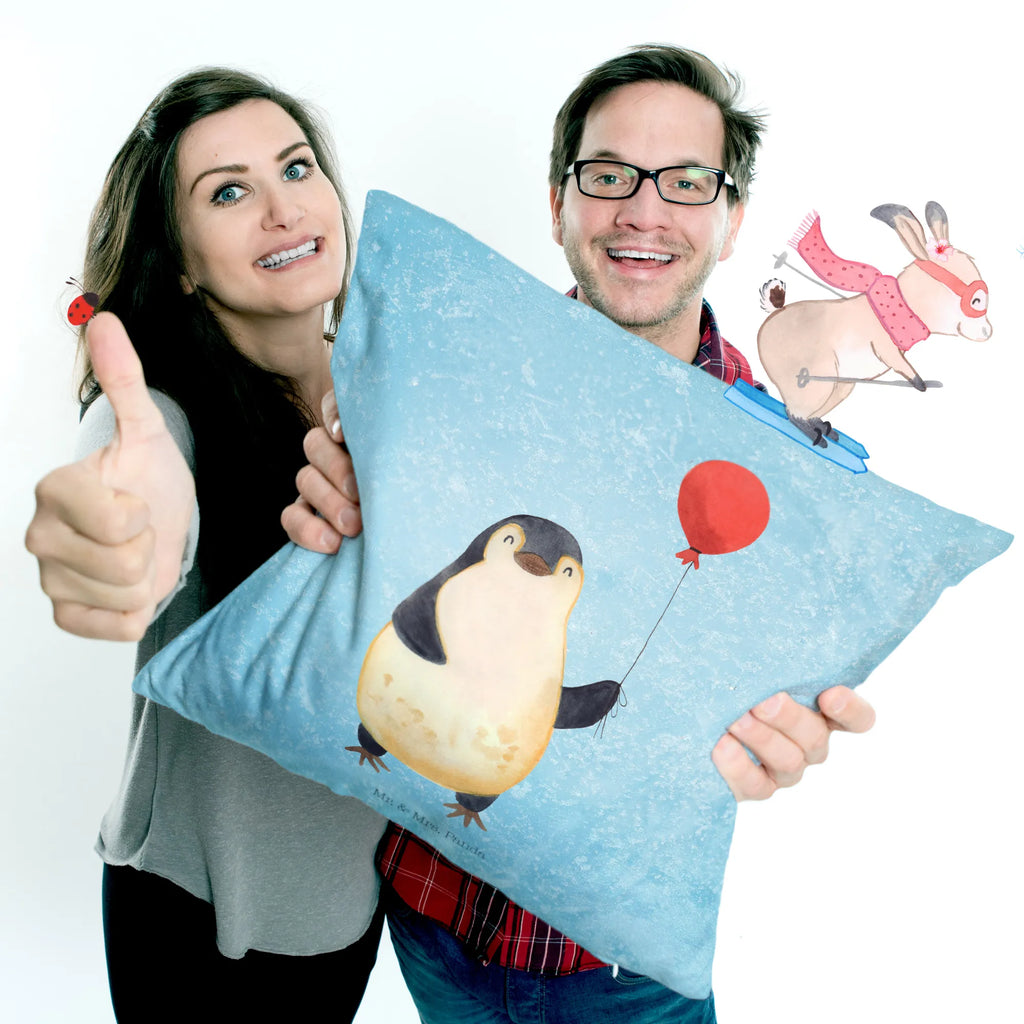 Cushion Penguin balloon pillows, bedroom, Pillow, pillow case, pad, fluffy, cushion, settee, sofa, soft, couch, 40x40, bed, 40 x 40, Penguin, North Pole, Winter, Penguins, new start, penguins, balloon, best friend, happiness, gift girlfriend, love, daydreams, new life, love of life, motivation, gift idea