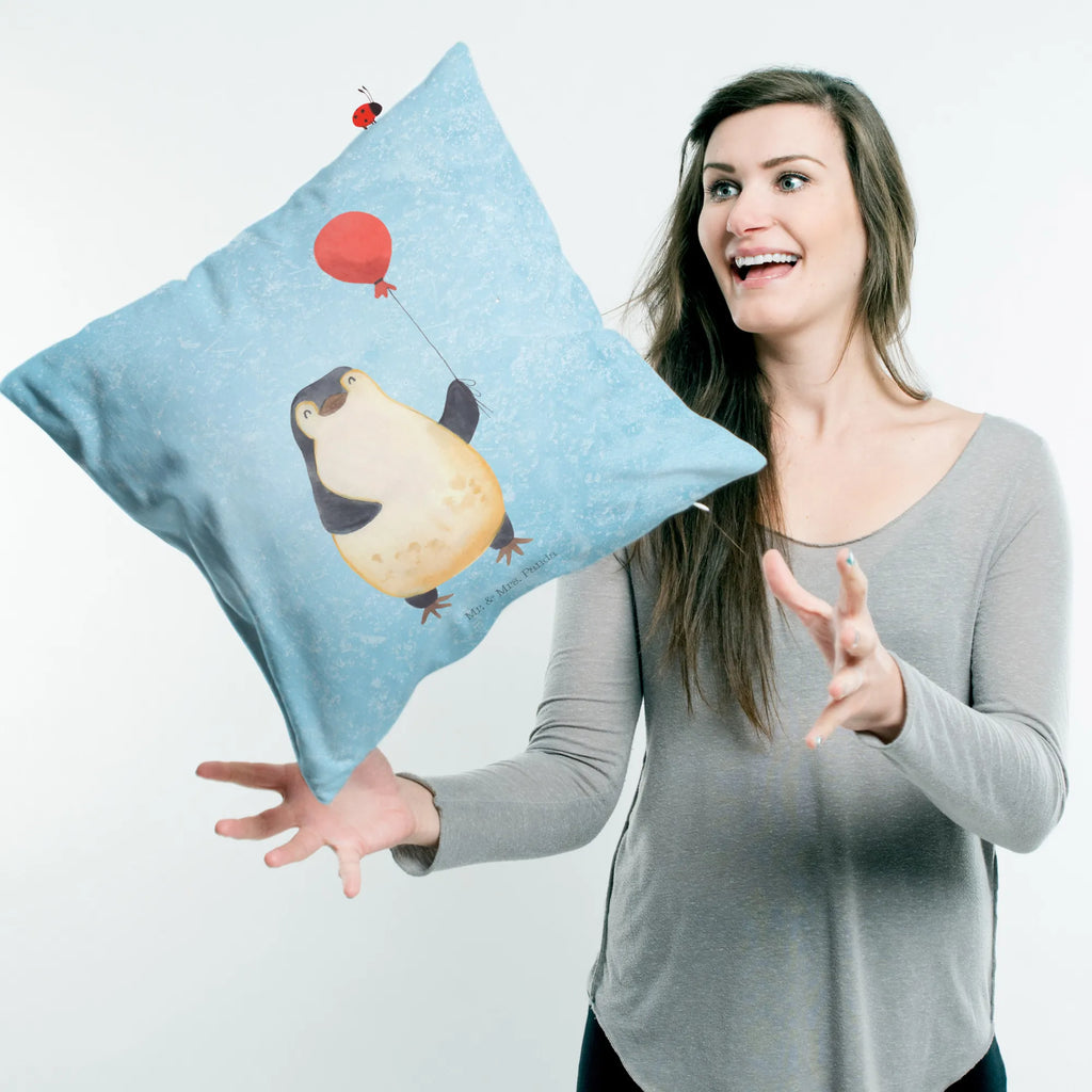 Cushion Penguin balloon pillows, bedroom, Pillow, pillow case, pad, fluffy, cushion, settee, sofa, soft, couch, 40x40, bed, 40 x 40, Penguin, North Pole, Winter, Penguins, new start, penguins, balloon, best friend, happiness, gift girlfriend, love, daydreams, new life, love of life, motivation, gift idea