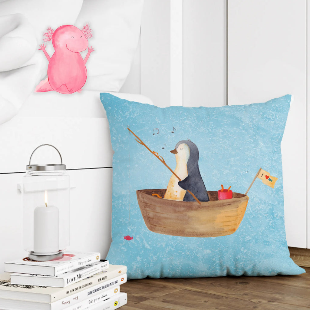 Cushion Penguin fishing boat cushion, settee, 40x40, bedroom, pad, fluffy, 40 x 40, pillows, soft, couch, sofa, Pillow, pillow case, bed, Penguin, North Pole, Winter, Penguins, separation, love of life, new beginning, life, gift idea heartache, motivation, fishing boat, enjoy, boat, divorce, fishing, penguins, new start