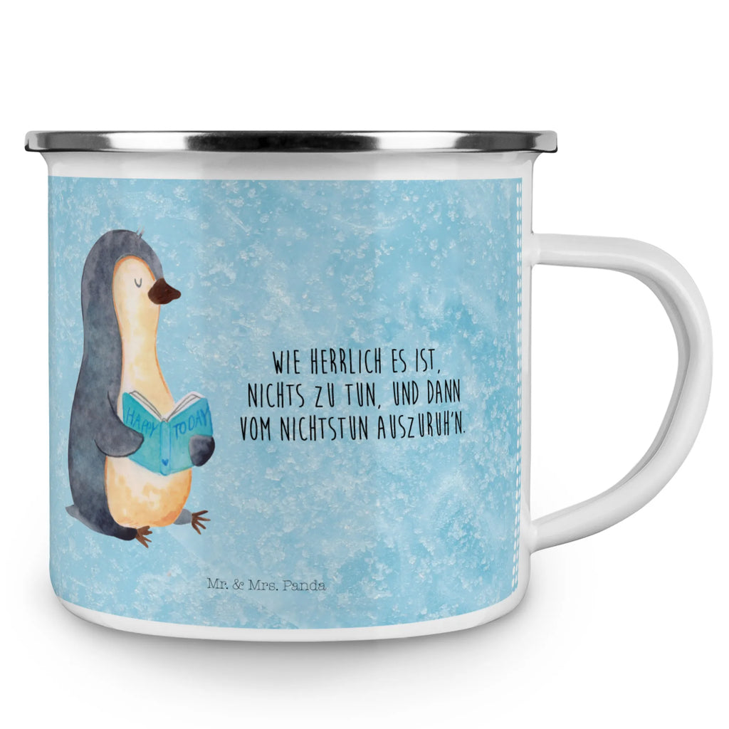 Kempingowy kubek emaliowany pingwin książka Tasse Emaille, Tasse, Emaille Becher, Metalltasse, becher emaille, blechbecher, Blechtasse, Emailletasse, Campingtasse, Trinkbecher, reisetasse, Reisebecher, metallbecher, Becher, Kaffeetasse, wanderbecher, Teebecher, emaillebecher, Campingbecher, wandertasse, Teetasse, Emaille Tasse, Kaffeebecher, Pott, Pinguin, Bücherwurm, Faulenzen, Ferien, Pinguine, Nichtstun, Freizeit, Buch, Urlaub, Lesen