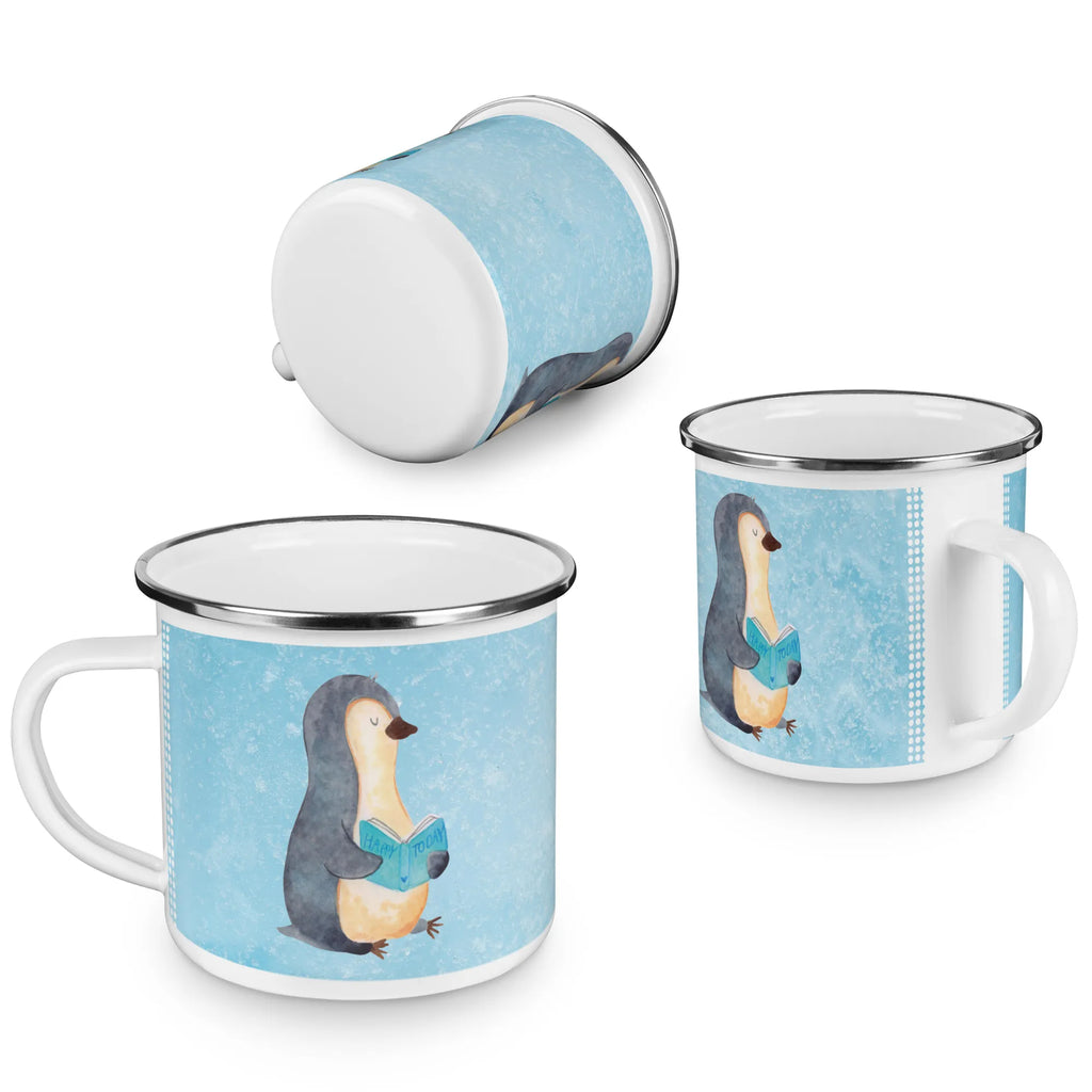 Kempingowy kubek emaliowany pingwin książka Tasse Emaille, Tasse, Emaille Becher, Metalltasse, becher emaille, blechbecher, Blechtasse, Emailletasse, Campingtasse, Trinkbecher, reisetasse, Reisebecher, metallbecher, Becher, Kaffeetasse, wanderbecher, Teebecher, emaillebecher, Campingbecher, wandertasse, Teetasse, Emaille Tasse, Kaffeebecher, Pott, Pinguin, Bücherwurm, Faulenzen, Ferien, Pinguine, Nichtstun, Freizeit, Buch, Urlaub, Lesen