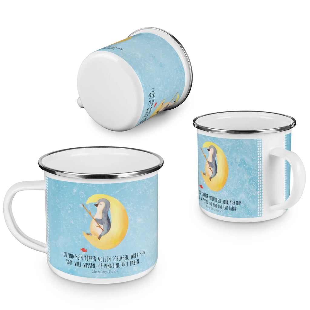 Kempingowy kubek emaliowany pingwin księżyc metallbecher, Emailletasse, Teetasse, reisetasse, Trinkbecher, Blechtasse, wandertasse, blechbecher, Emaille Becher, wanderbecher, becher emaille, Tasse, Emaille Tasse, Reisebecher, Tasse Emaille, Becher, Campingtasse, Campingbecher, Teebecher, emaillebecher, Kaffeebecher, Pott, Kaffeetasse, Metalltasse, Pinguin, Spruch, schlafen, Gästezimmer, Pinguine, Schlafstörungen, Einschlafen, Nachtruhe, Schlafzimmer