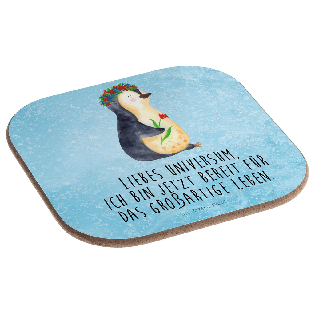 Quadratische Untersetzer Pinguin Blumenkranz Korkuntersetzer, Glasuntersetzer, Holzuntersetzer, Untersetzer aus Holz, Getränkeuntersetzer, Untersetzer, Untersetzer für Gläser, Untersetzer Design, Bierdeckel, Untersetzer Gläser, Untersetzer Holz, Tassen Untersetzer, Pinguin, Geschenkidee, Blumenkranz, Wünsche, Leben, Lebenslust, Lebensziele, Ziele, Pinguine, Universum, Motivation, Liebeskummer