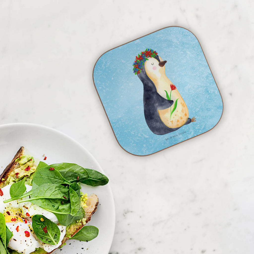 Quadratische Untersetzer Pinguin Blumenkranz Korkuntersetzer, Glasuntersetzer, Holzuntersetzer, Untersetzer aus Holz, Getränkeuntersetzer, Untersetzer, Untersetzer für Gläser, Untersetzer Design, Bierdeckel, Untersetzer Gläser, Untersetzer Holz, Tassen Untersetzer, Pinguin, Geschenkidee, Blumenkranz, Wünsche, Leben, Lebenslust, Lebensziele, Ziele, Pinguine, Universum, Motivation, Liebeskummer