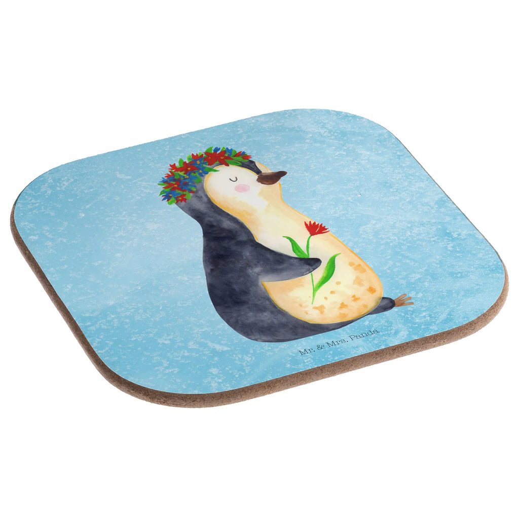 Quadratische Untersetzer Pinguin Blumenkranz Korkuntersetzer, Glasuntersetzer, Holzuntersetzer, Untersetzer aus Holz, Getränkeuntersetzer, Untersetzer, Untersetzer für Gläser, Untersetzer Design, Bierdeckel, Untersetzer Gläser, Untersetzer Holz, Tassen Untersetzer, Pinguin, Geschenkidee, Blumenkranz, Wünsche, Leben, Lebenslust, Lebensziele, Ziele, Pinguine, Universum, Motivation, Liebeskummer