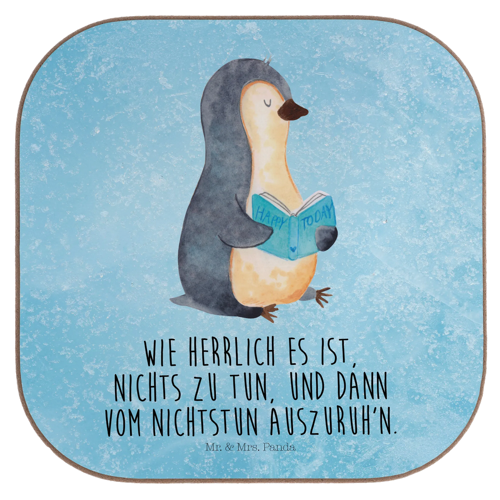 Square coaster Penguin A book Glasuntersetzer, Korkuntersetzer, Untersetzer Gläser, Tassen Untersetzer, Untersetzer, Bierdeckel, Getränkeuntersetzer, Holzuntersetzer, Untersetzer Holz, Untersetzer für Gläser, Untersetzer aus Holz, Untersetzer Design, Pinguin, Pinguine, Buch, Ferien, Lesen, Urlaub, Freizeit, Faulenzen, Bücherwurm, Nichtstun